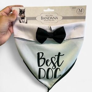 Best Dog Tuxedo‎ White Bandana with Black Size Medium